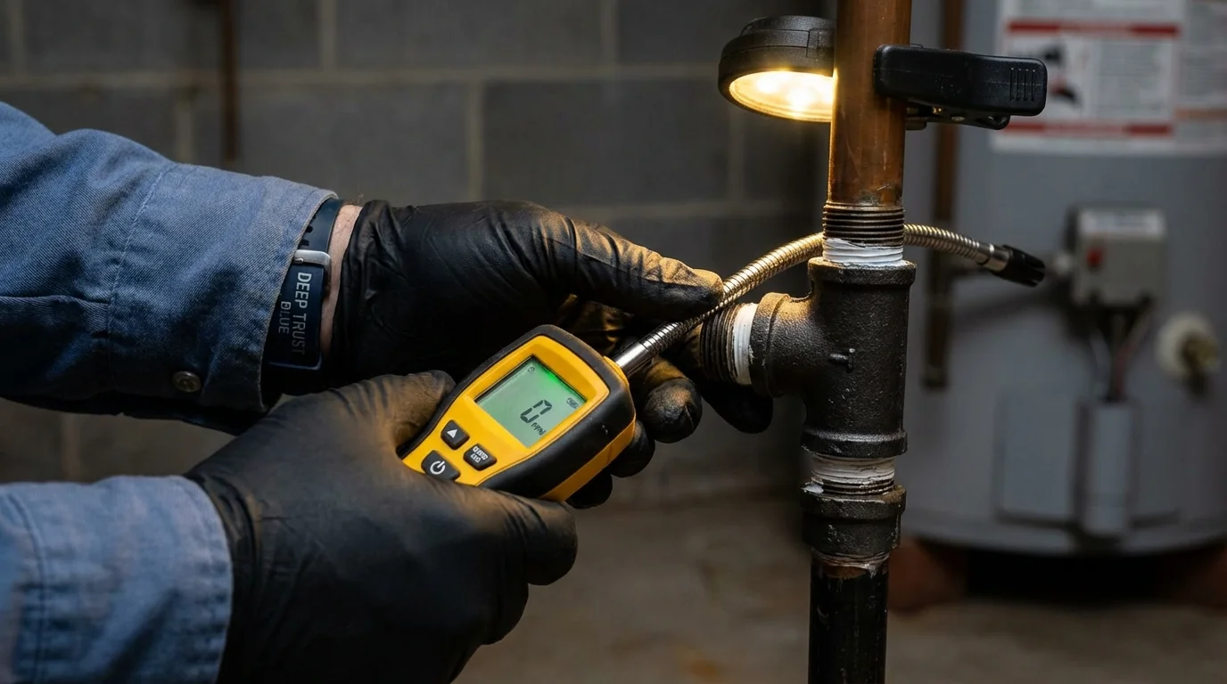 Gas leak detection with electronic sniffer by Johns Plumbing LLC in Luling