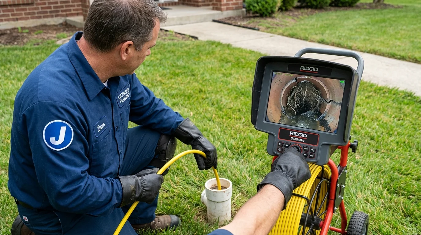 Sewer camera inspection being performed by Johns Plumbing LLC in Luling
