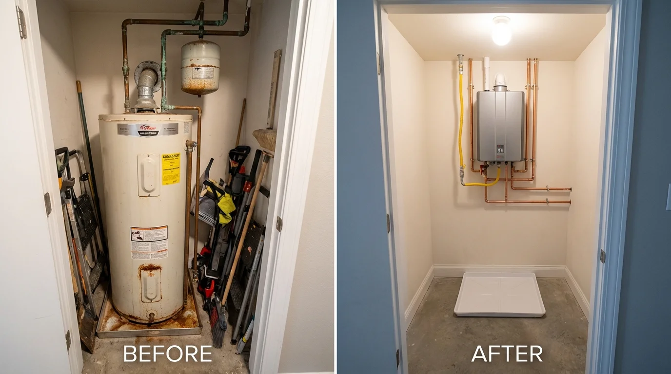 Tank water heater versus wall-mounted tankless unit comparison for Luling, LA homeowners