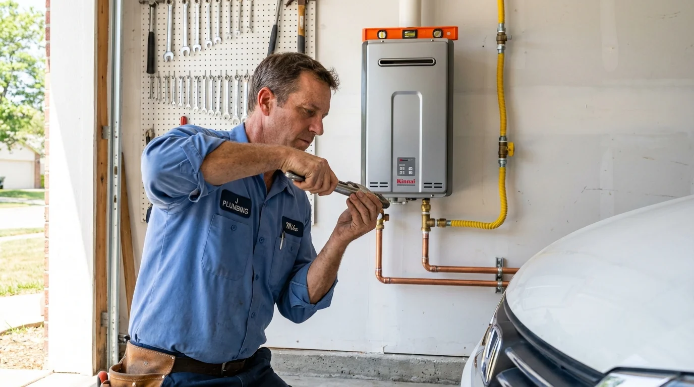 Tankless water heater installation by a Johns Plumbing LLC plumber in Luling